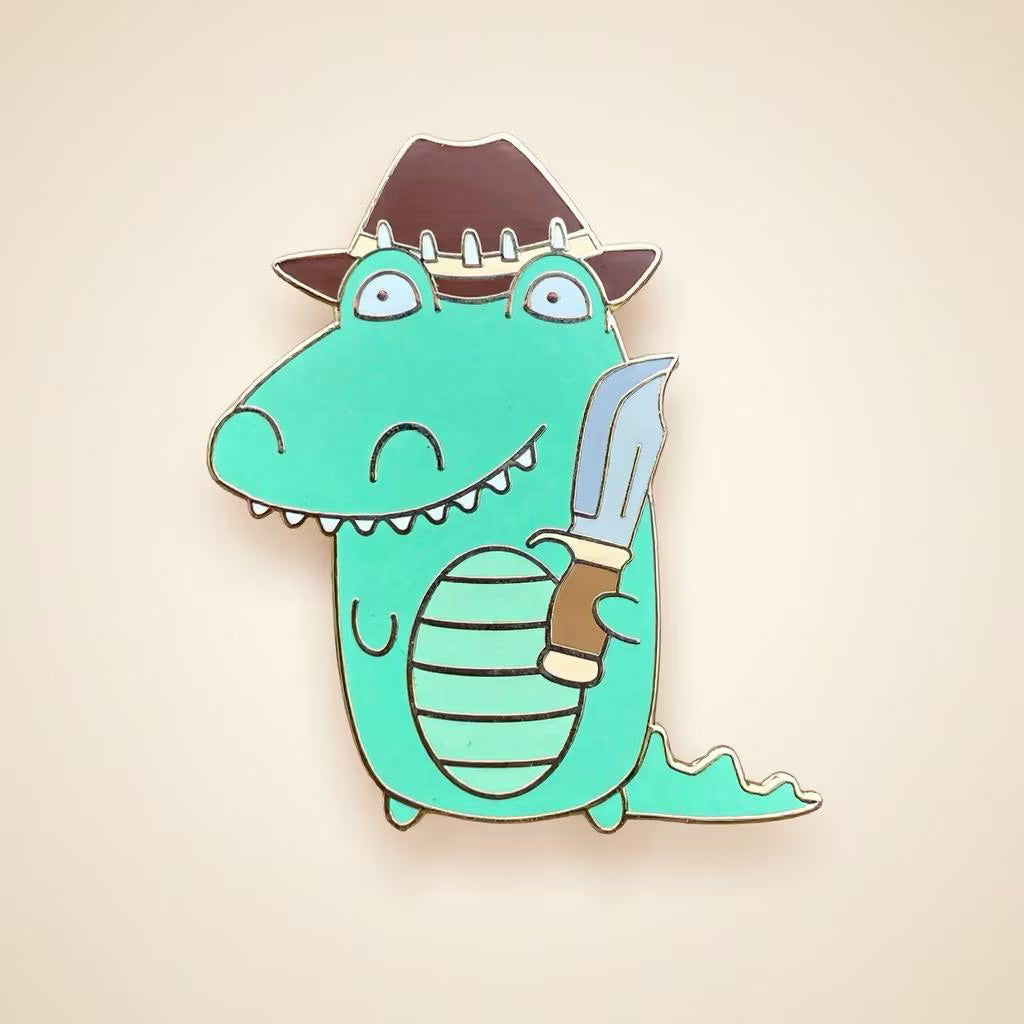 Croc Dundee, kawaii enamel pin