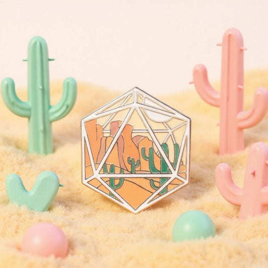 D20 Dice Desert Mirage, D&D enamel pin