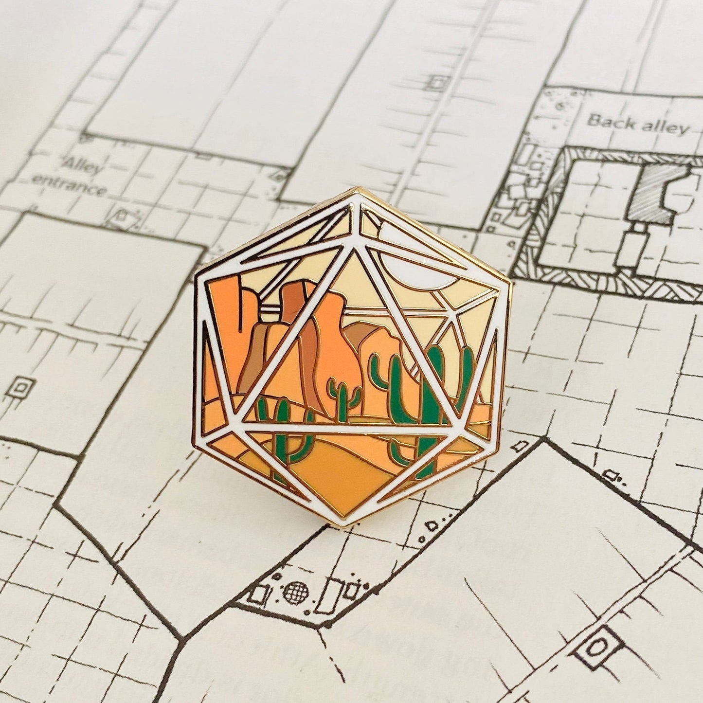 D20 Dice Desert Mirage, D&D enamel pin