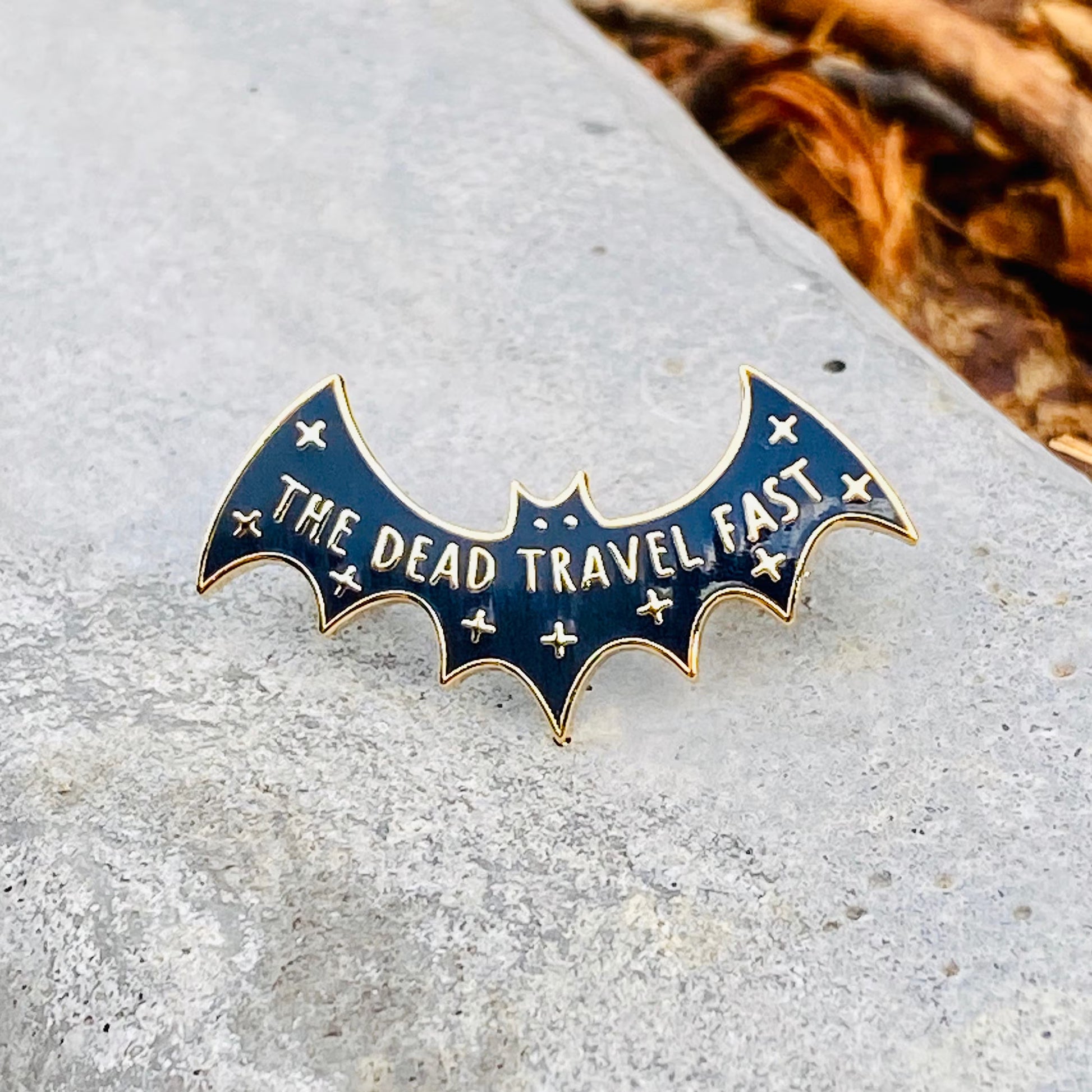 The Dead Travel Fast, literary enamel pin