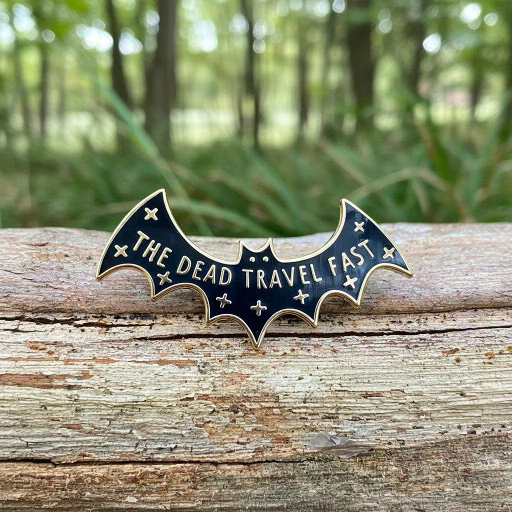 The Dead Travel Fast, literary enamel pin