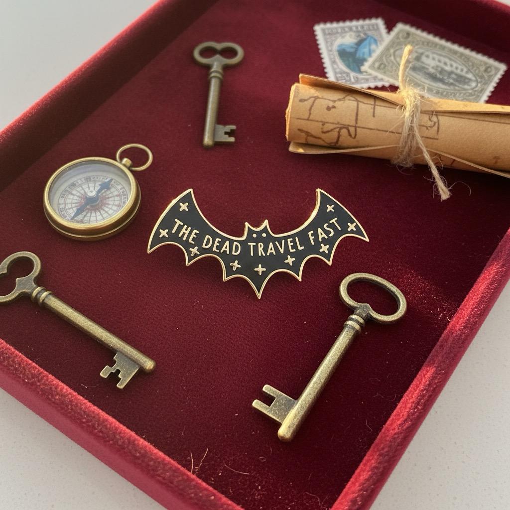 The Dead Travel Fast, literary enamel pin
