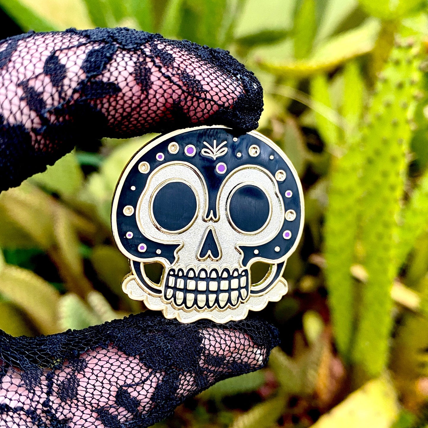 Ebon Grin, witchy enamel pin