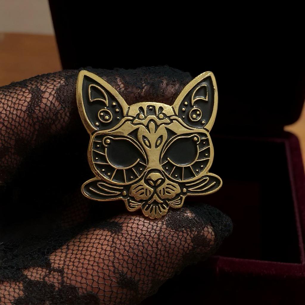 Enchanted Familiar Cat, witchy enamel pin