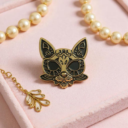 Enchanted Familiar Cat, witchy enamel pin