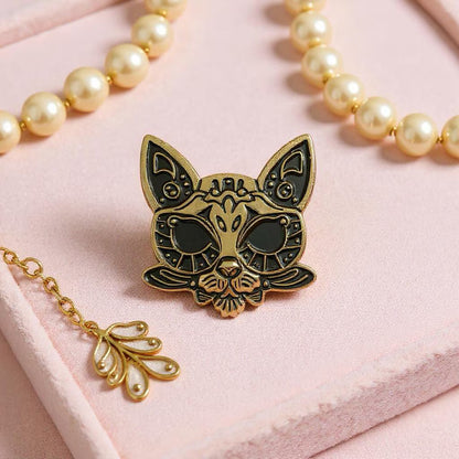 Enchanted Familiar Cat, witchy enamel pin
