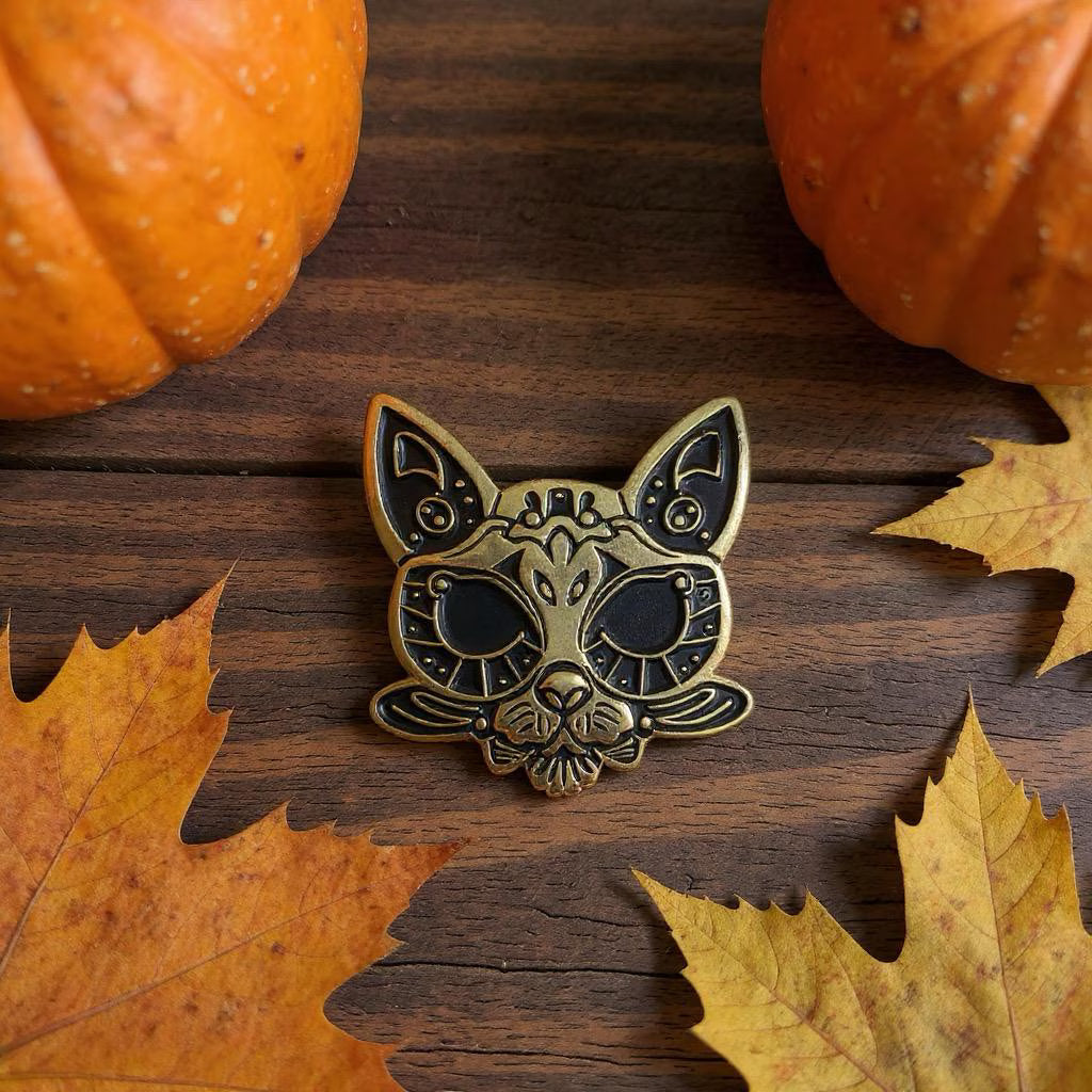 Enchanted Familiar Cat, witchy enamel pin