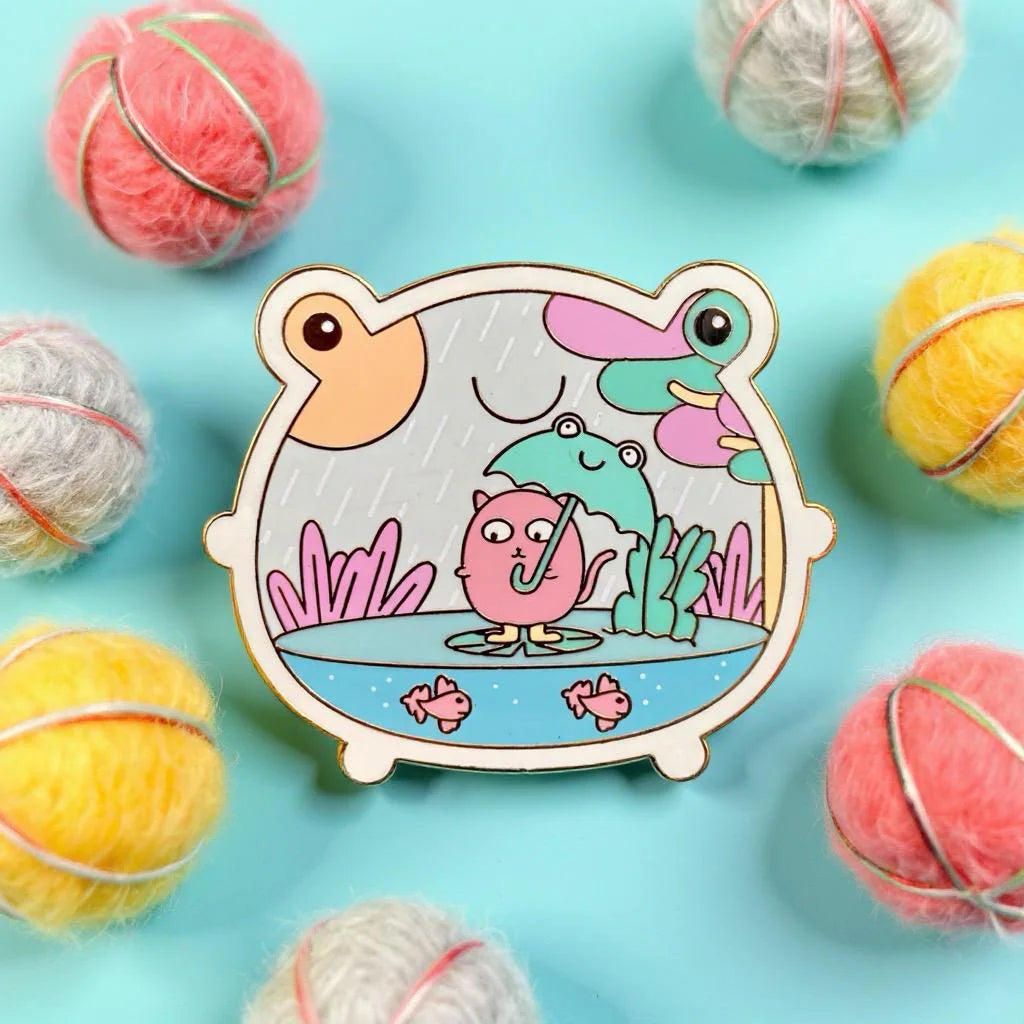 Frog Terrarium, frog enamel pin