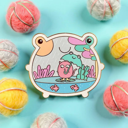 Frog Terrarium, frog enamel pin