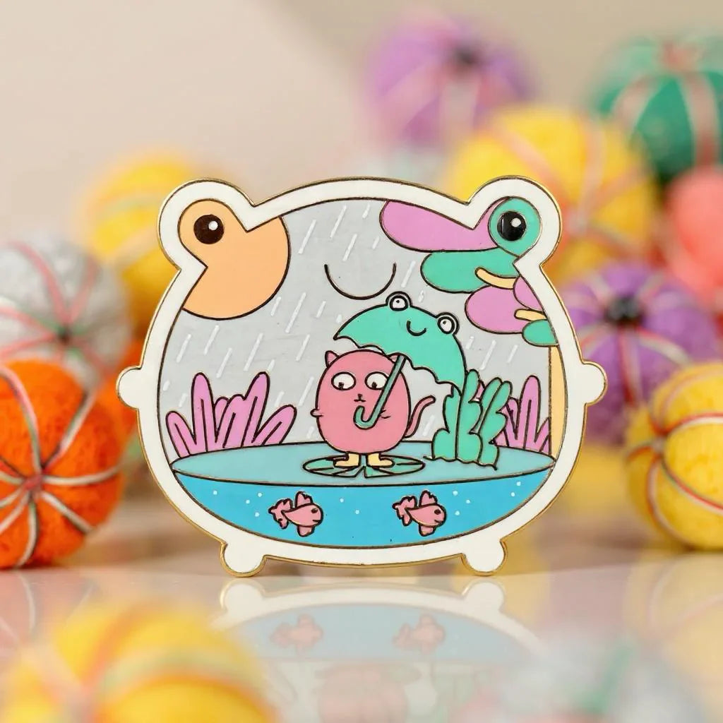 Frog Terrarium, frog enamel pin
