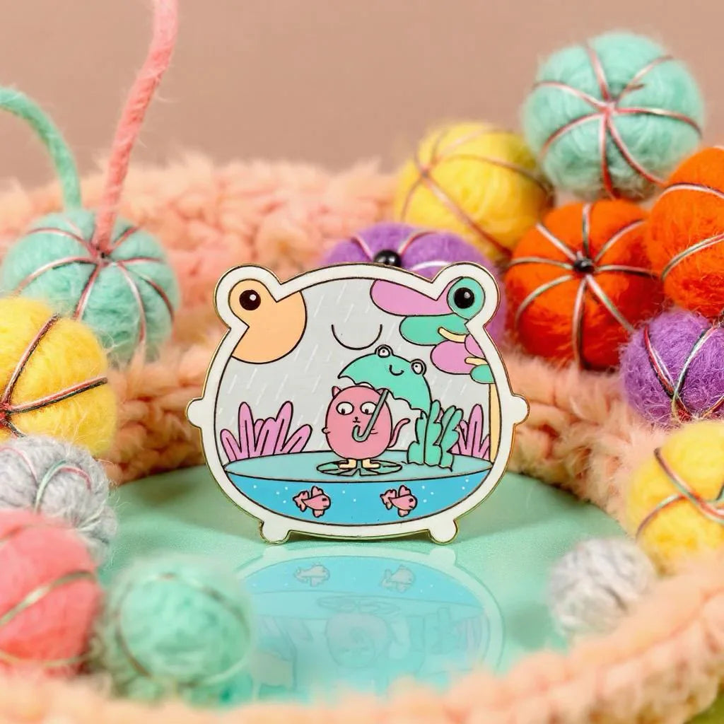Frog Terrarium, frog enamel pin