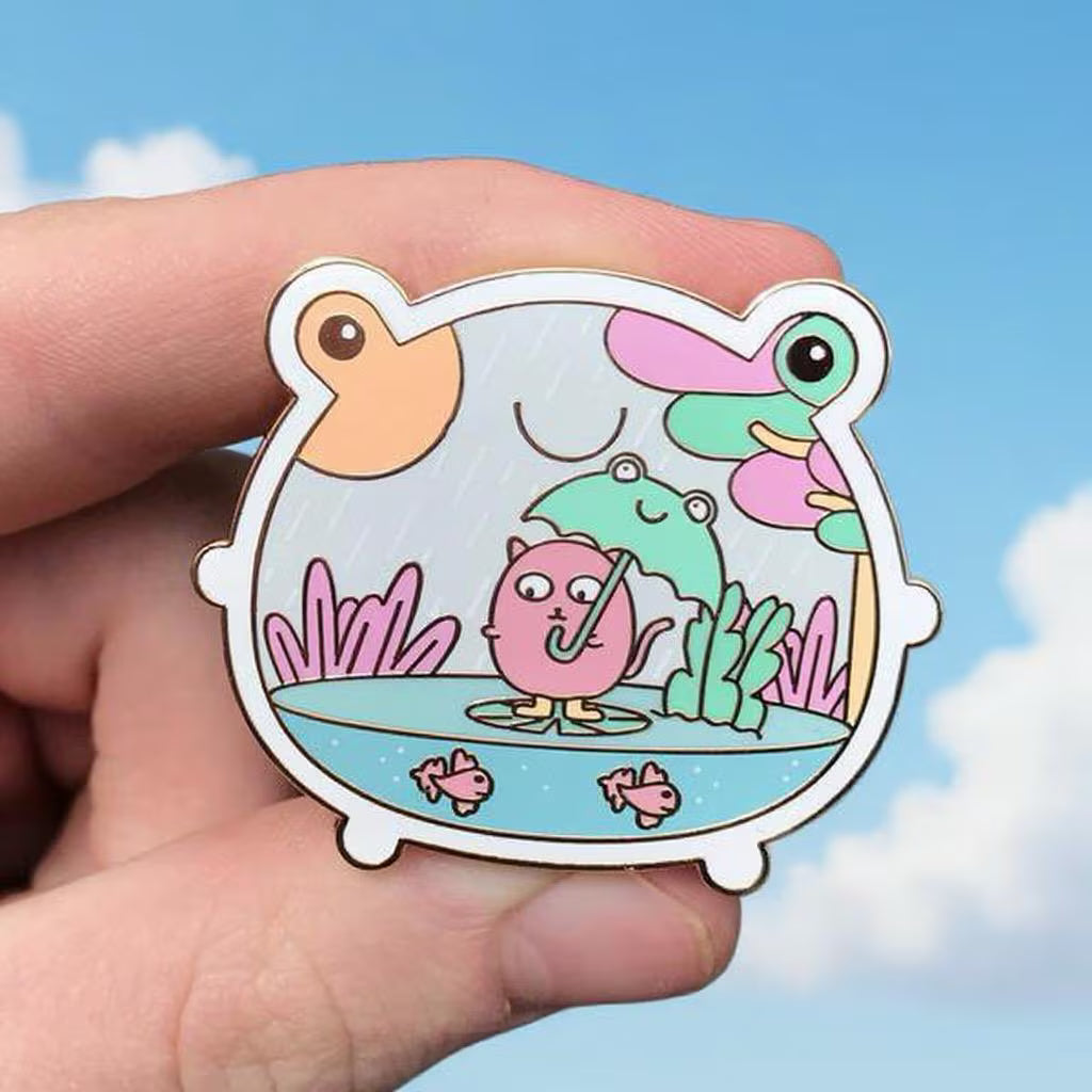 Frog Terrarium, frog enamel pin