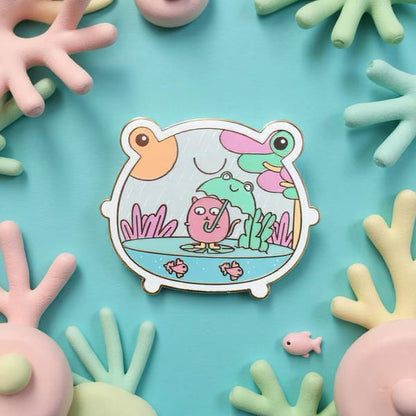 Frog Terrarium, frog enamel pin