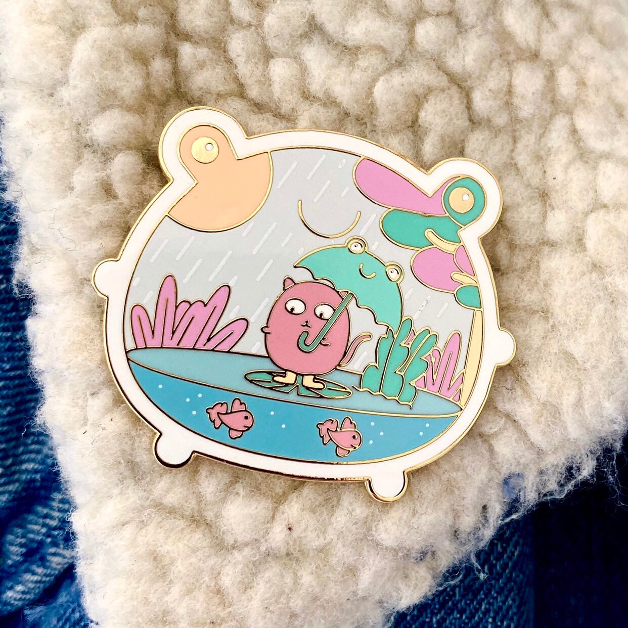 Frog Terrarium, frog enamel pin