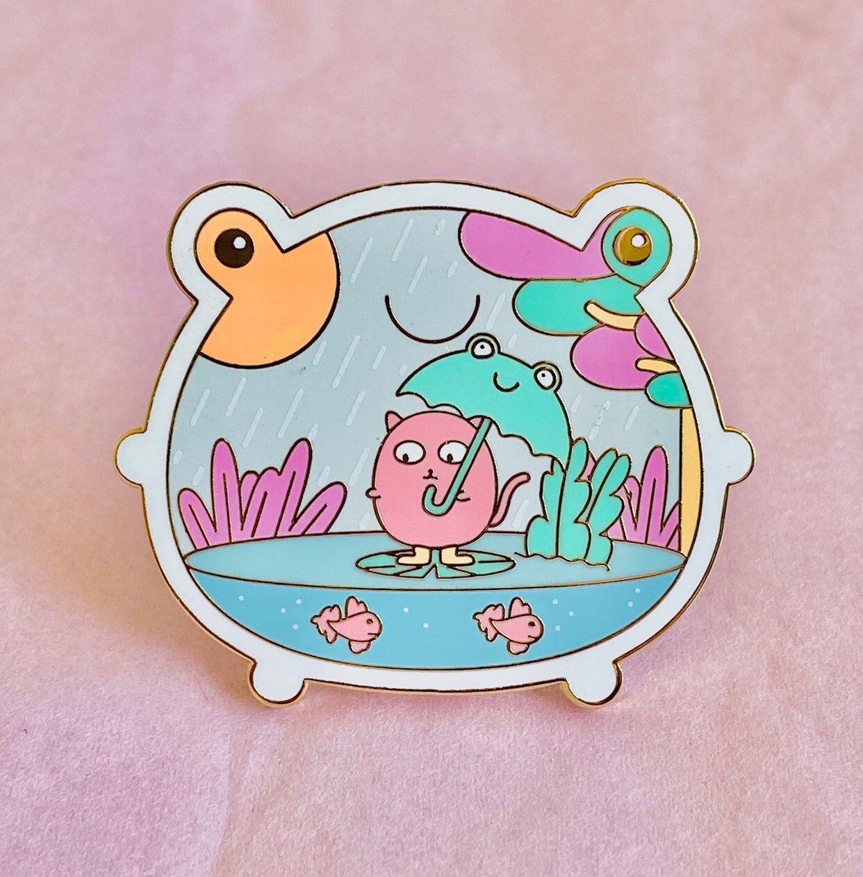 Frog Terrarium, frog enamel pin
