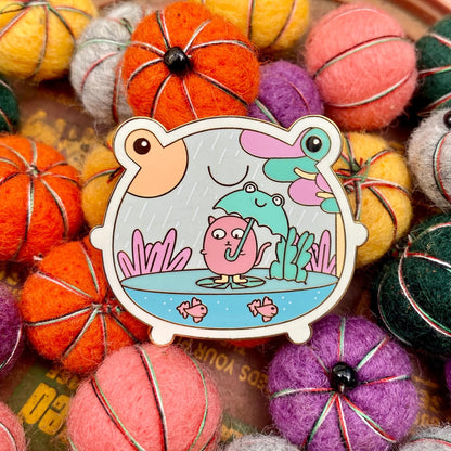 Frog Terrarium, frog enamel pin