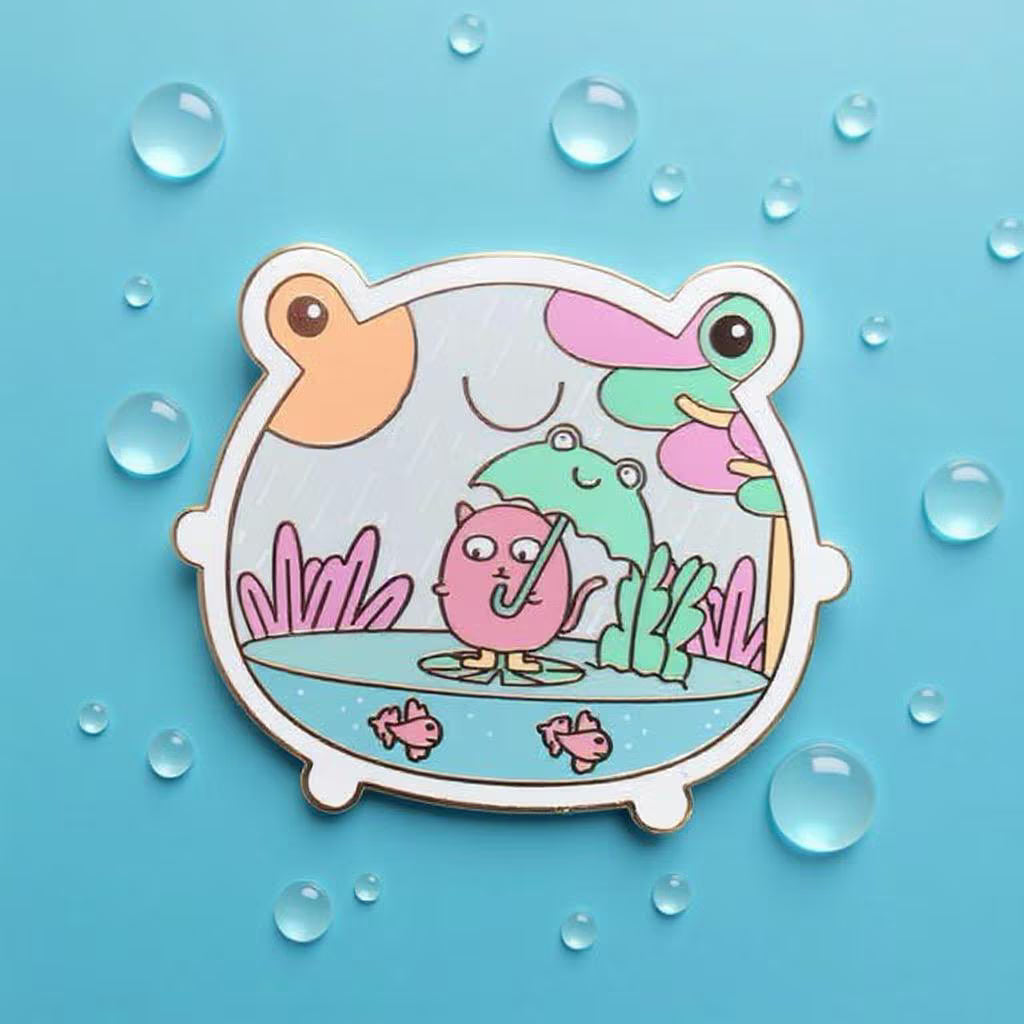 Frog Terrarium, frog enamel pin