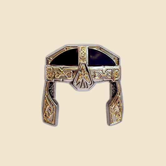 Dwarven Valor: Gimli's Helmet on cream background