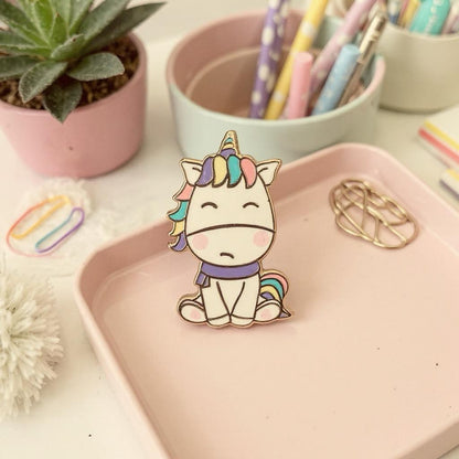 Grumpy Unicorn, kawaii enamel pin