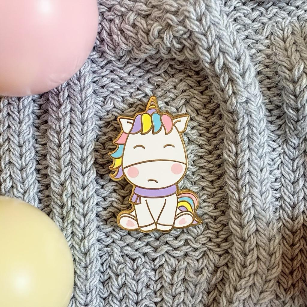 Grumpy Unicorn, kawaii enamel pin