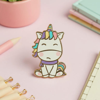 Grumpy Unicorn, kawaii enamel pin