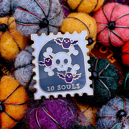 Halloween Soul Stamp, witchy enamel pin