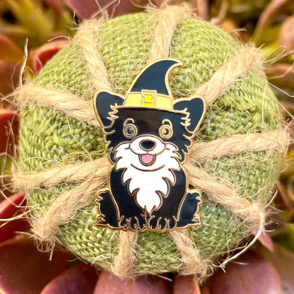 Halloween Witch Dog, witchy enamel pin