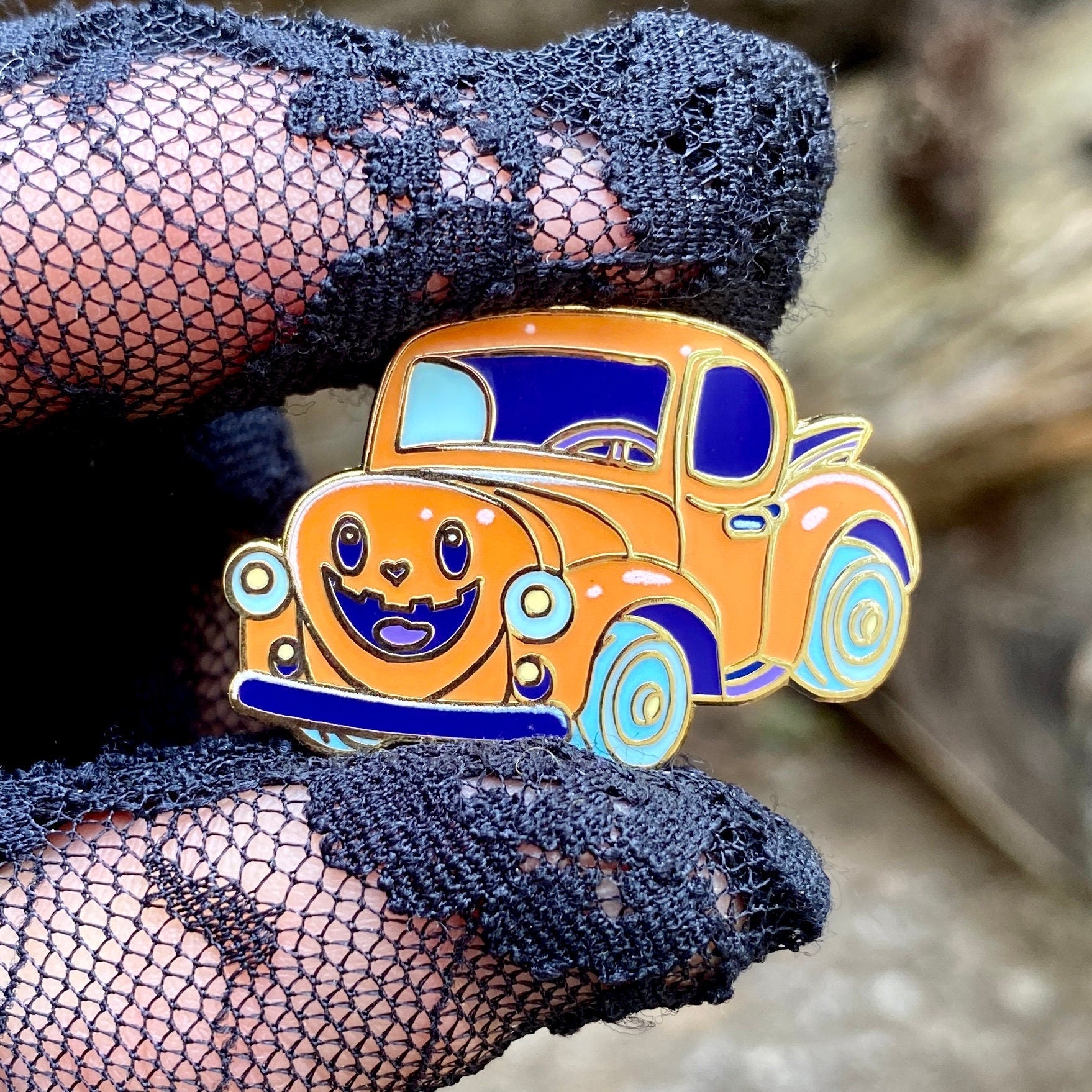 Hauntmobile Car, witchy enamel pin