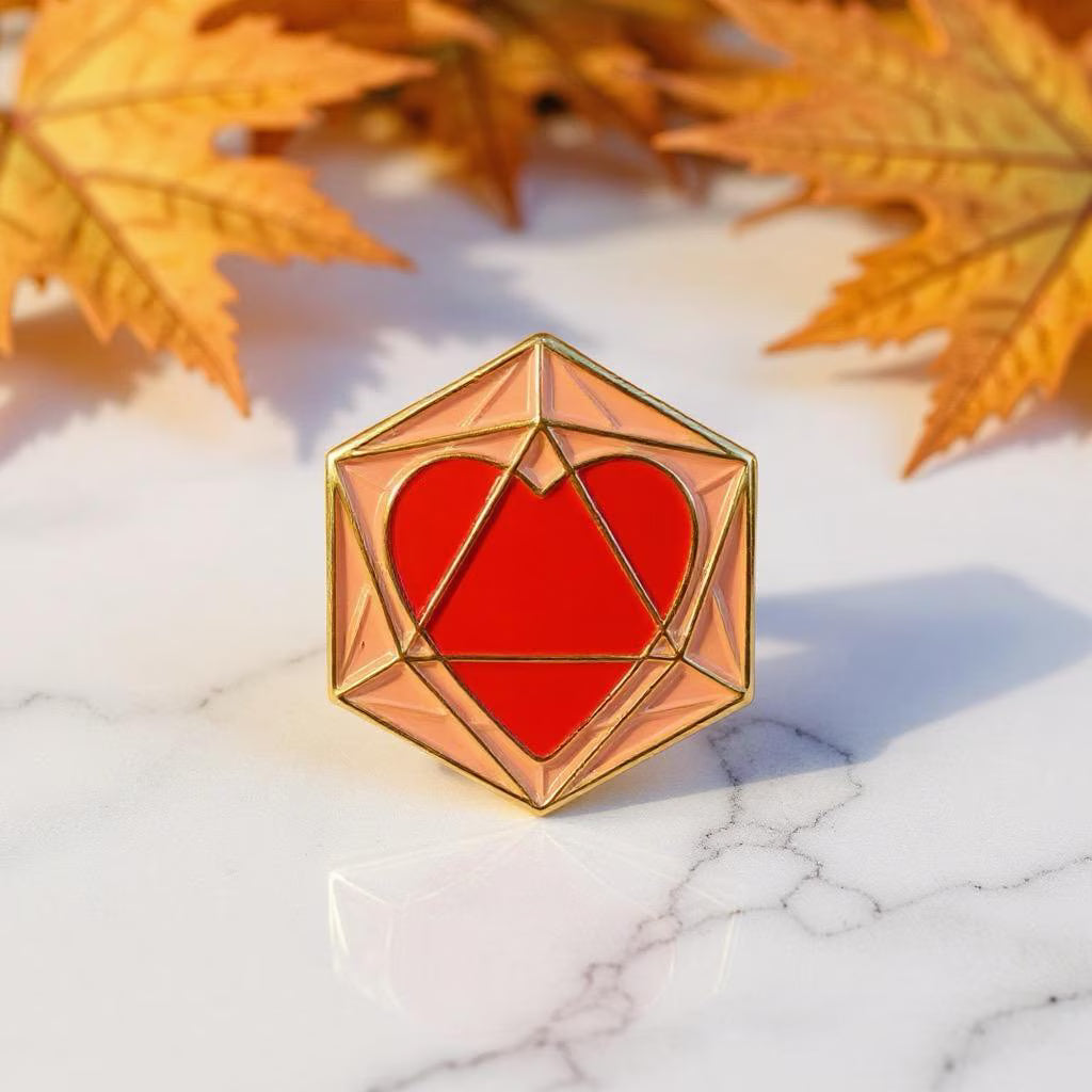 Heart Dice, D&D enamel pin