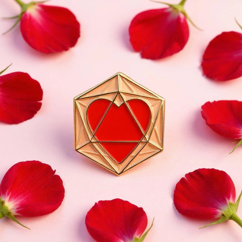 Heart Dice, D&D enamel pin