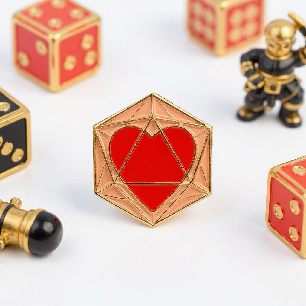 Heart Dice, D&D enamel pin