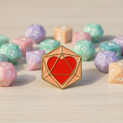 Heart Dice, D&D enamel pin