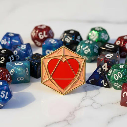 Heart Dice, D&D enamel pin
