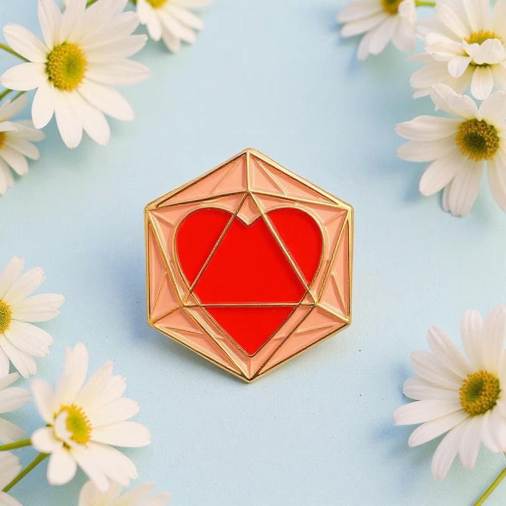 Heart Dice, D&D enamel pin