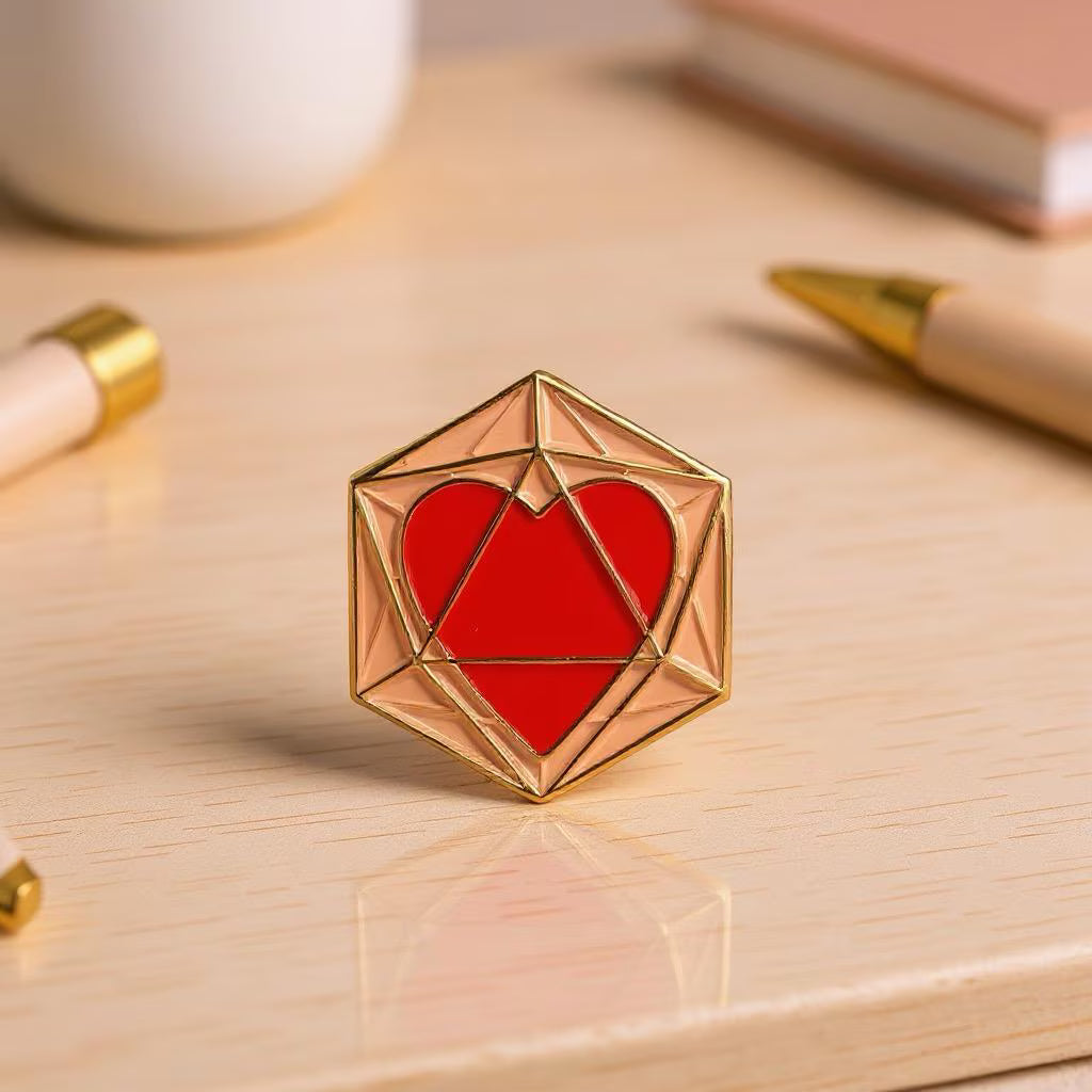 Heart Dice, D&D enamel pin