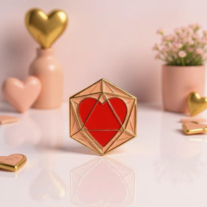 Heart Dice, D&D enamel pin