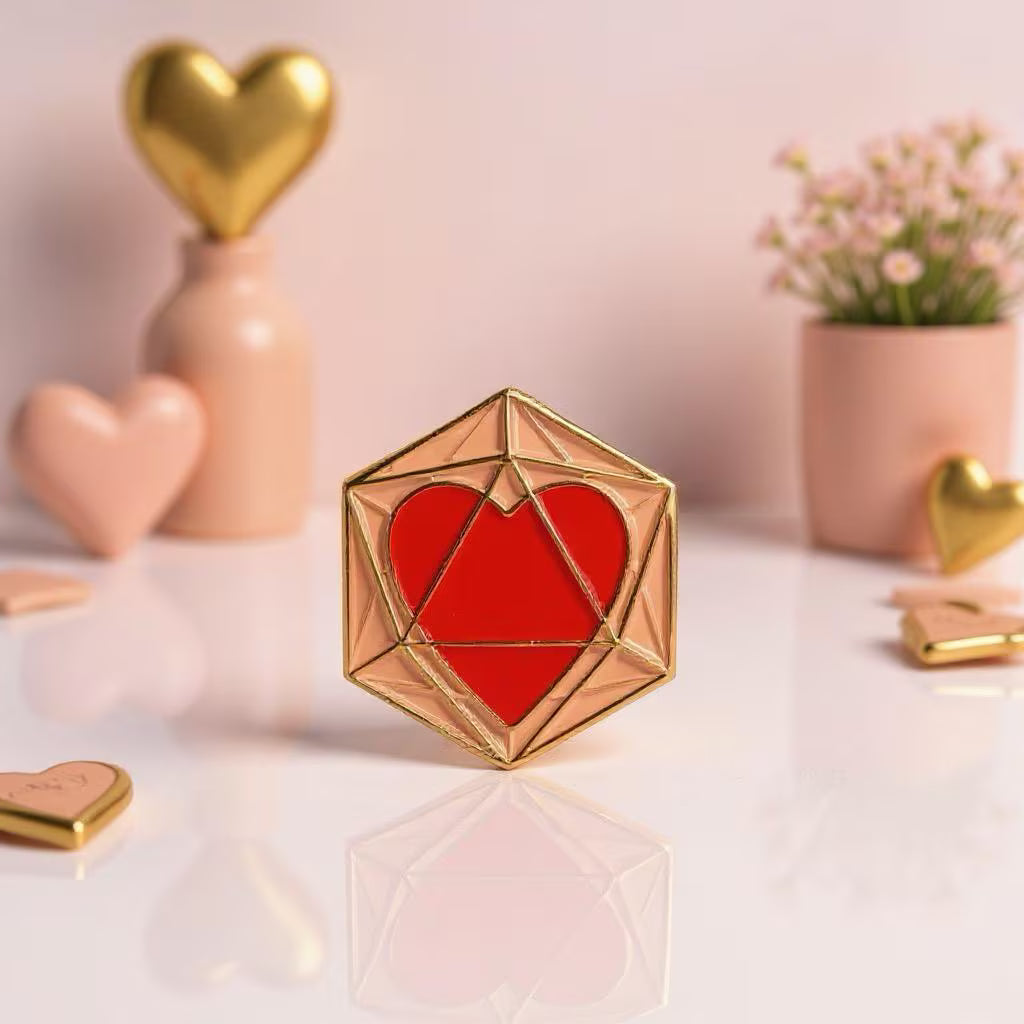 Heart Dice, D&D enamel pin