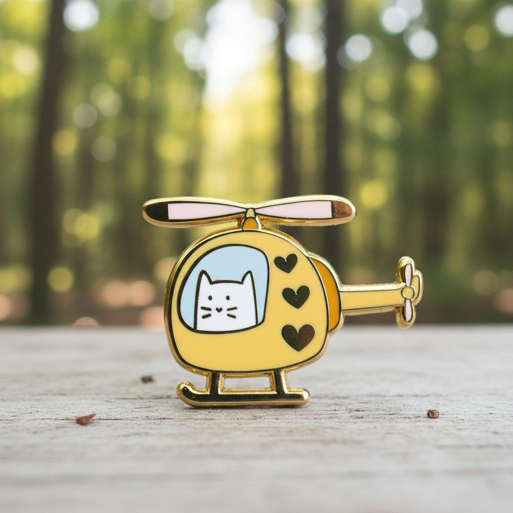 Helicopter Frank, cat enamel pin