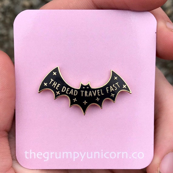The Dead Travel Fast Needle Minder on a backing card