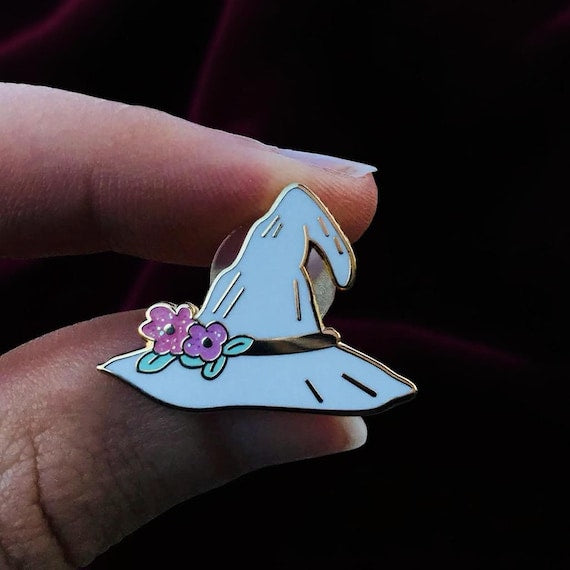 Magic Blossom Witch Hat Needle Minder, the three colours: white, purple and beige