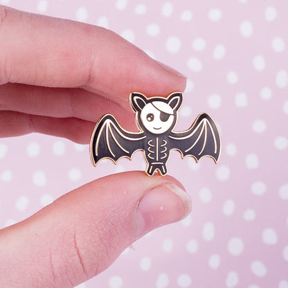 Skeleton Bat Needle Minder, gold finish enamel skeleton bat needle minder for cross stitch