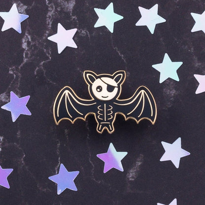 Skeleton Bat Needle Minder, gold finish enamel skeleton bat needle minder for cross stitch