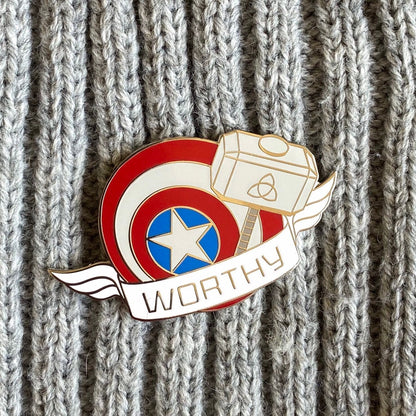 Worthy enamel pin