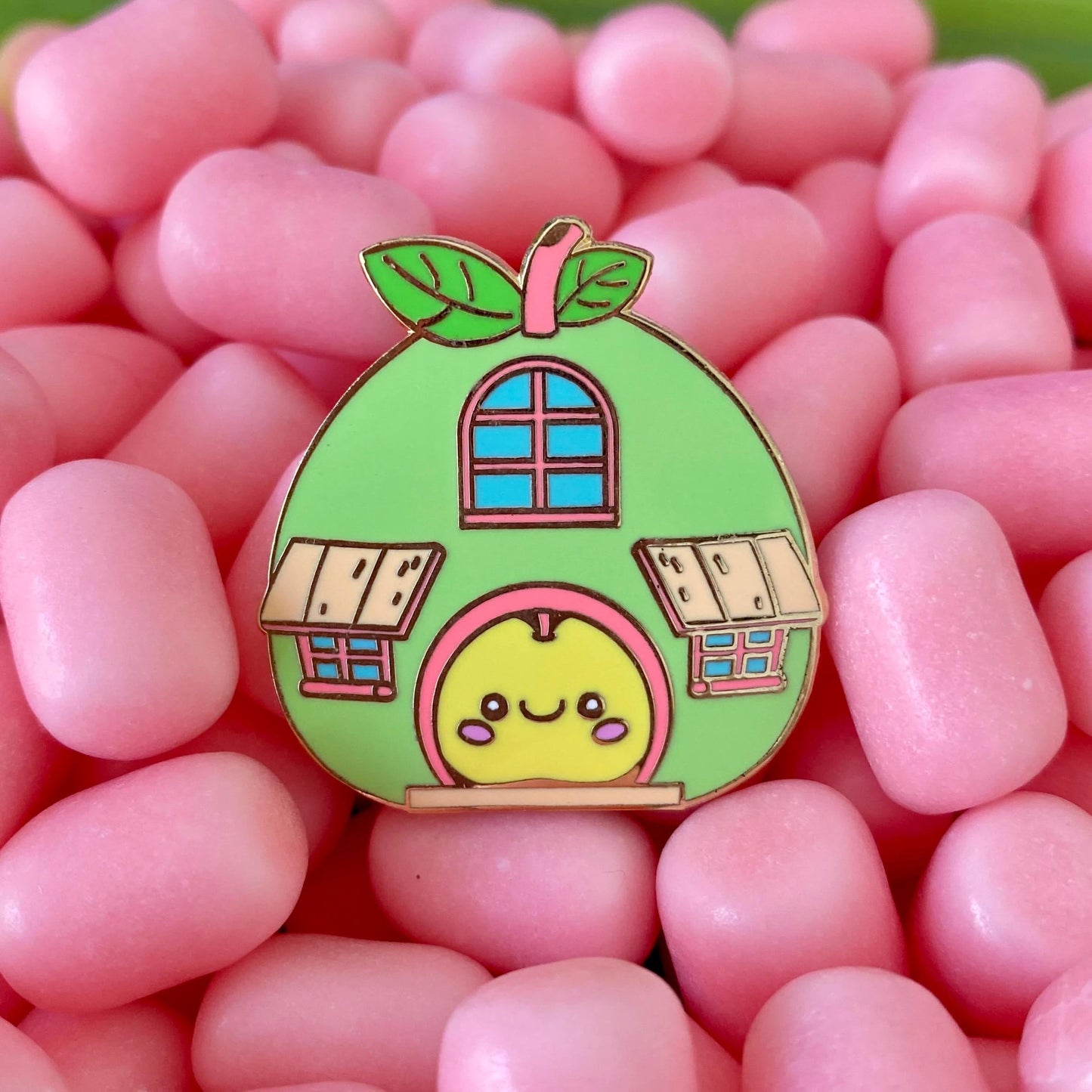 Pear and Strawberry Cottage Enamel Pin Set