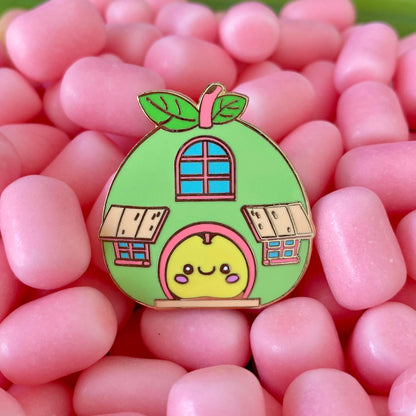 Pear and Strawberry Cottage Enamel Pin Set