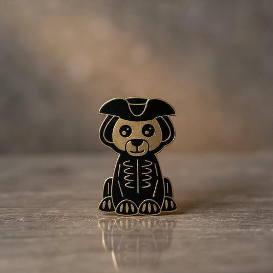 Skeleton Dog Needle Minder, gold finish