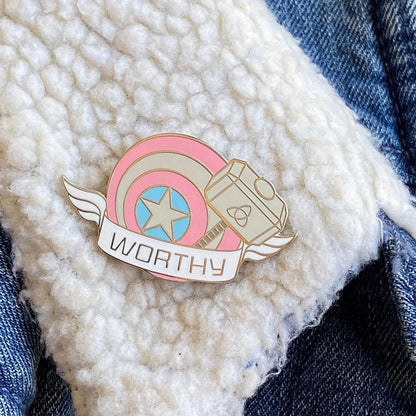 Worthy enamel pin