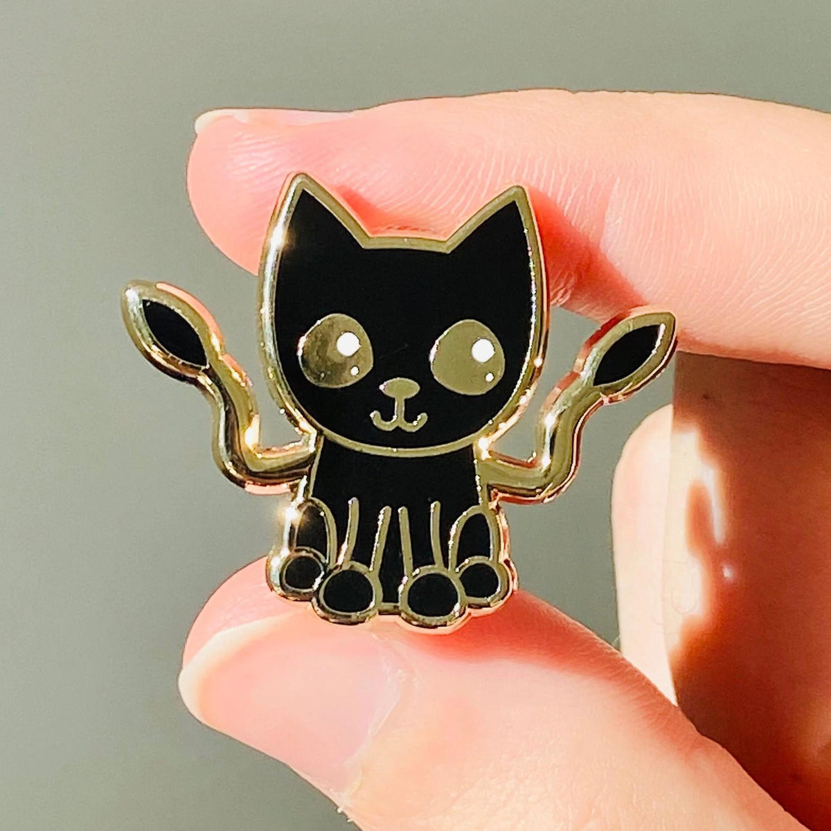 Kawaii shadow panther enamel pin, black cat with tentacles