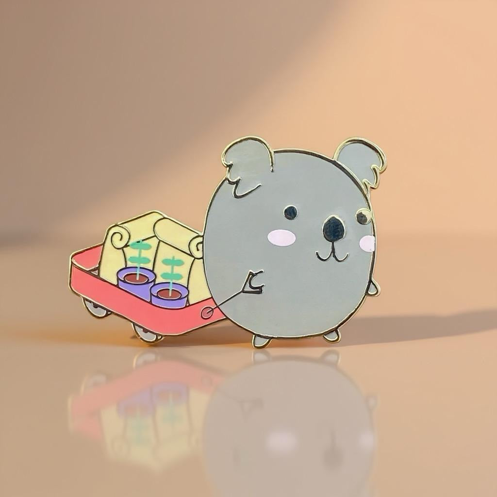 Koala Gardener, kawaii enamel pin