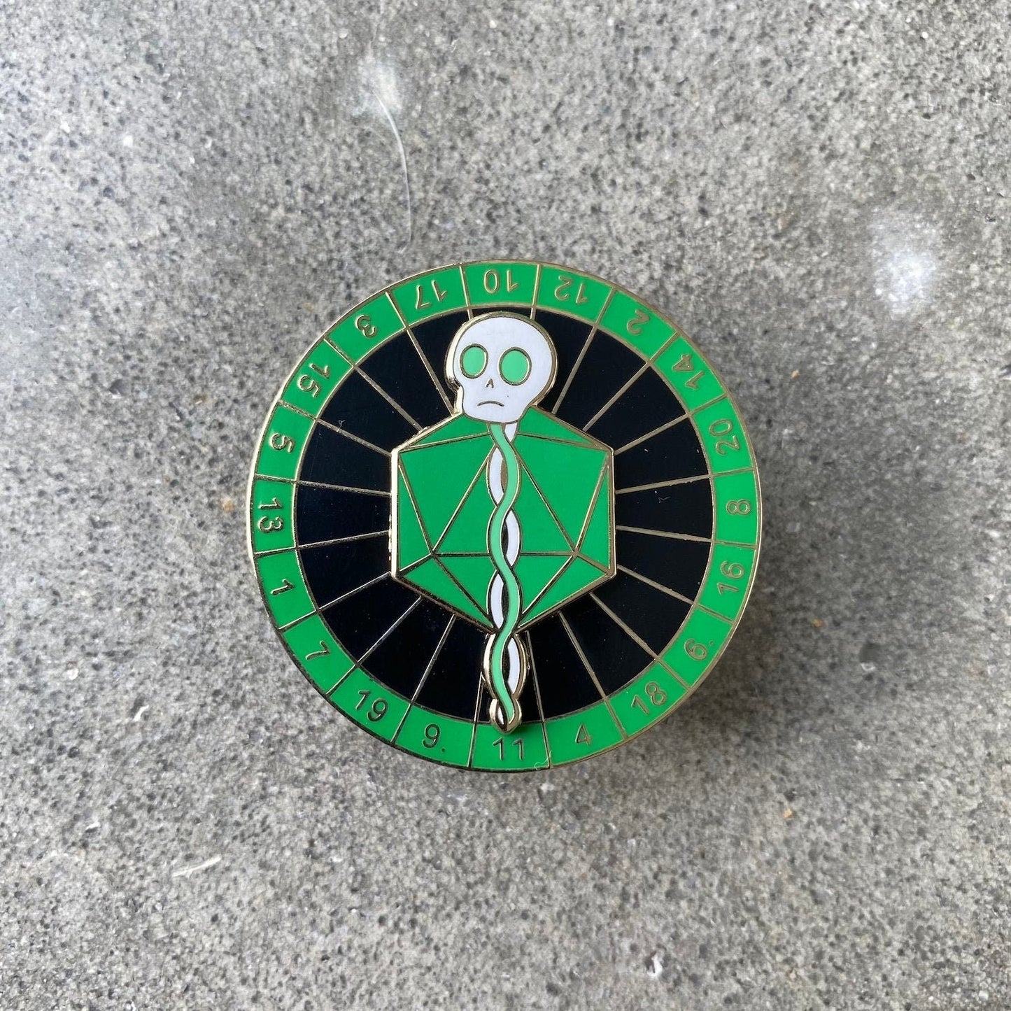 Lich Skull Staff D20, D&D enamel pin